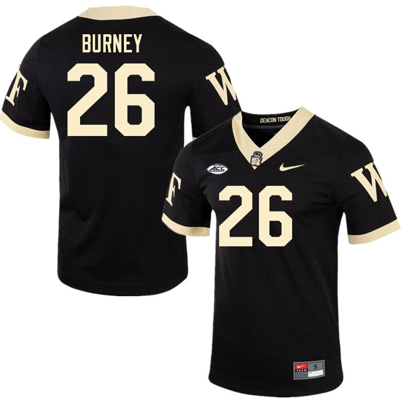 #26 Tayshaun Burney Wake Forest Demon Deacons College Football Jerseys Stitched-Black